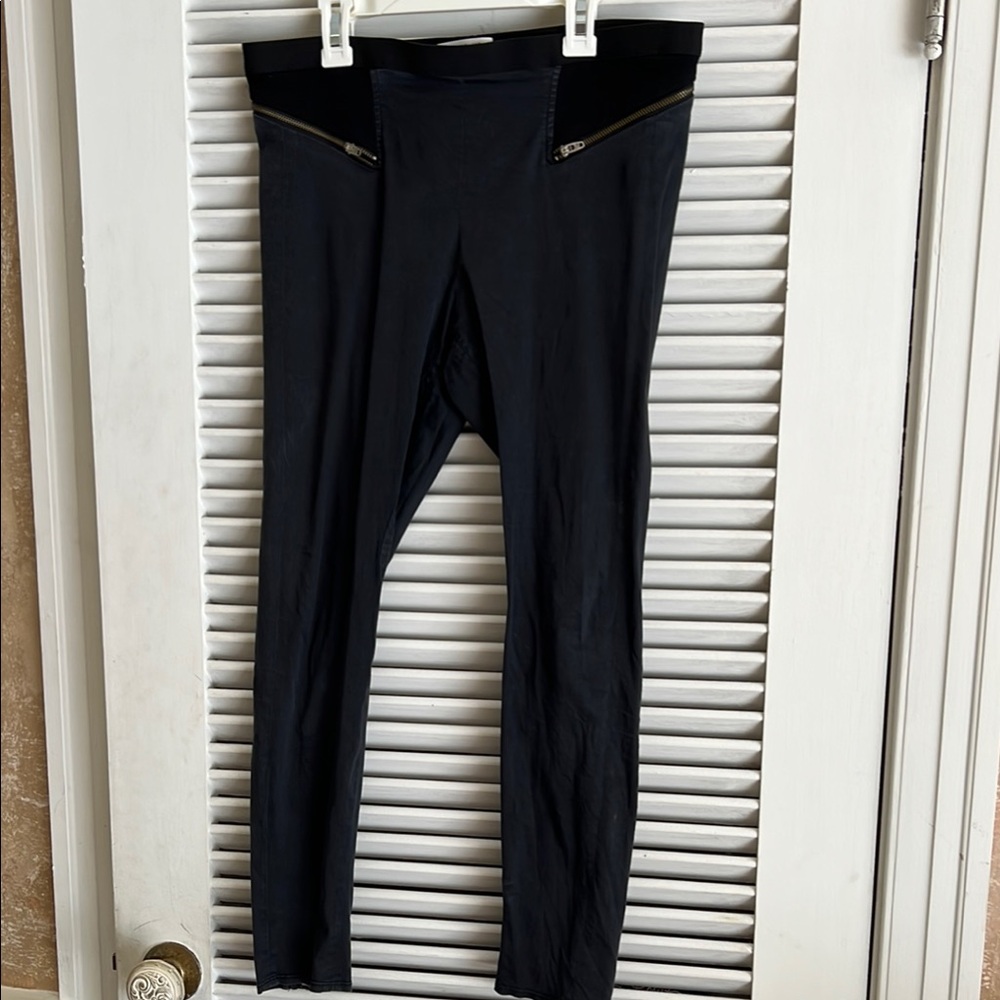 Helmut Lang Black Leggings with Zipper Detail